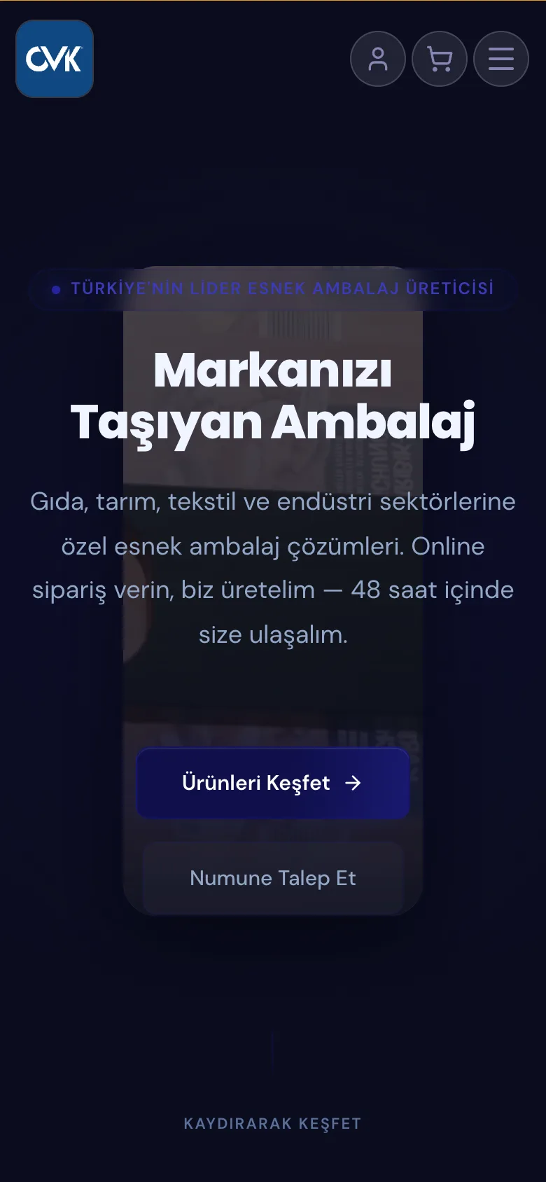 cvkdijital.com ana sayfası, telefon görünümü.